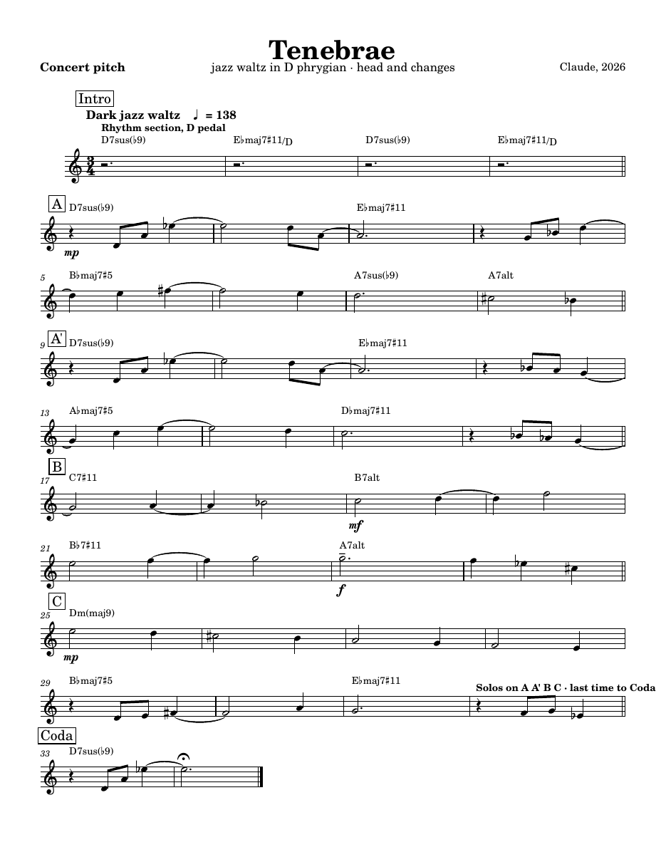 First page of the Tenebrae lead sheet